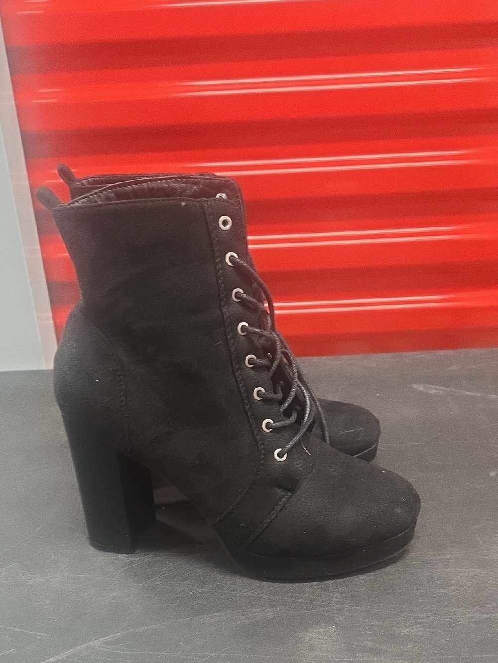 Charlotte Ruse Black Lace-Up Suede High Heel Ankle Boots - Women Size 8***